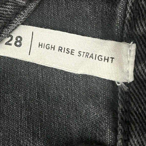 PacSun High Rise Distressed Straight Leg Jeans Womens 28 Black‎ Button Fly - Picture 6 of 10